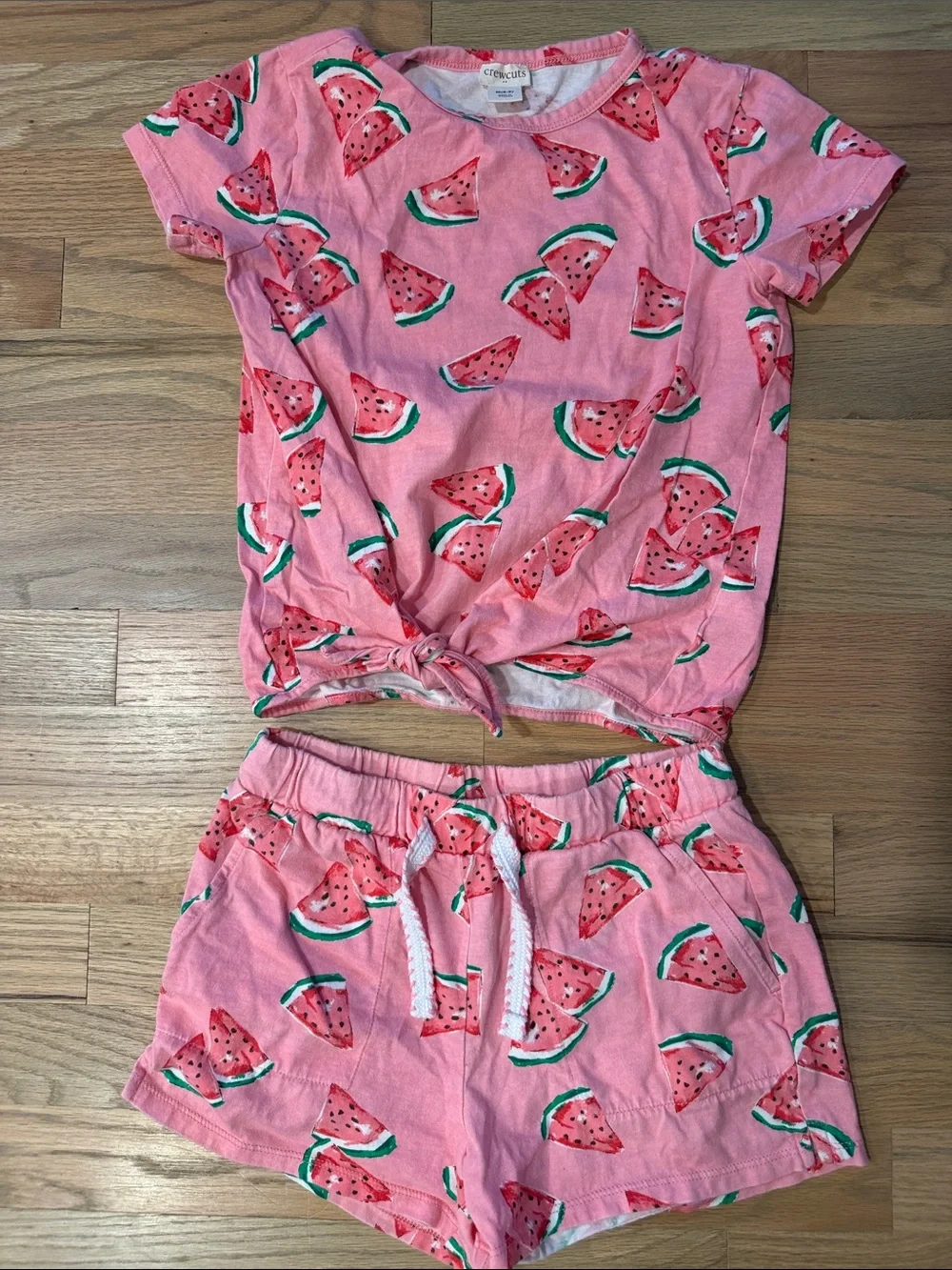 Crewcuts Pink Watermelon Print Girls Matching Top & Shorts Set